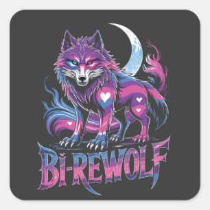 Dire Wolf Birewolf Bisexual LGBT Square Sticker