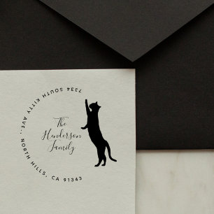 Dirección de devolución mínima de familia de gato rubber stamp
