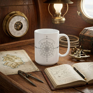 Direction Discovery Nautical Compass Rose  Coffee Mug