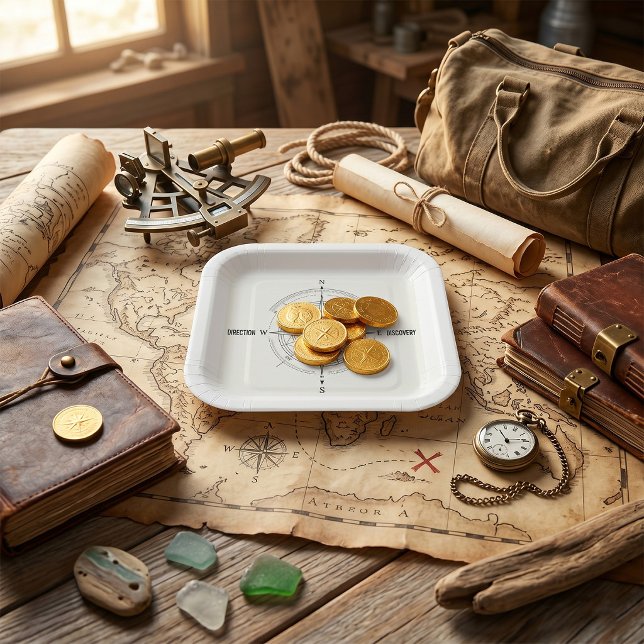 Direction Discovery Nautical Compass Rose  Paper Plate (Creator Uploaded)