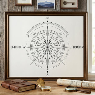 Direction Discovery Nautical Compass Rose  Poster