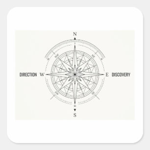 Direction Discovery Nautical Compass Rose  Square Sticker