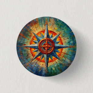 Direction in Chaos (Compass Rose) 1 Inch Round Button
