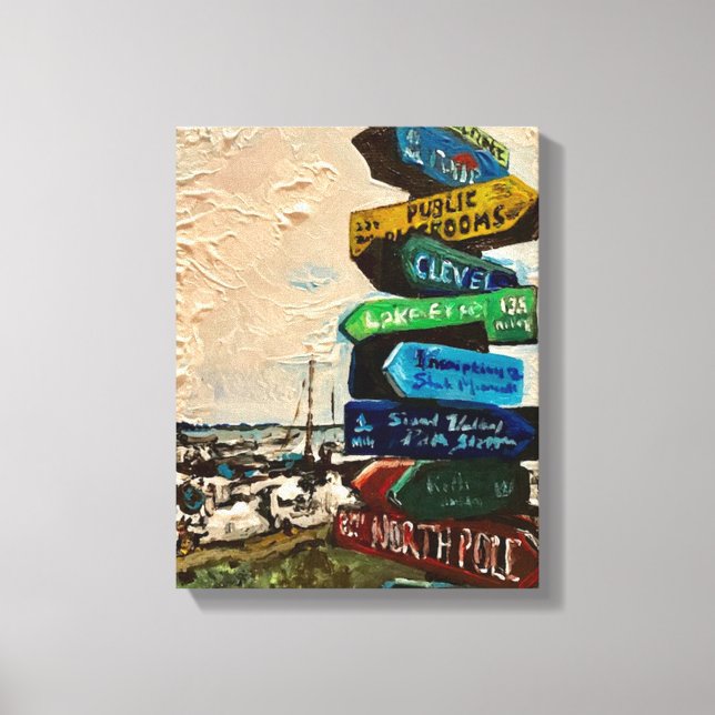 Direction Marker at Kelley's Island, Painting  Canvas Print (Front)