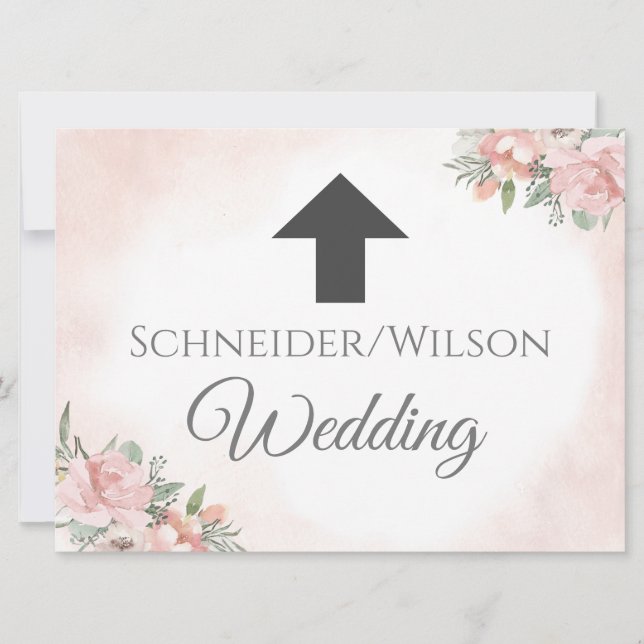 Directional Arrow Floral Beach Invitation (Front)