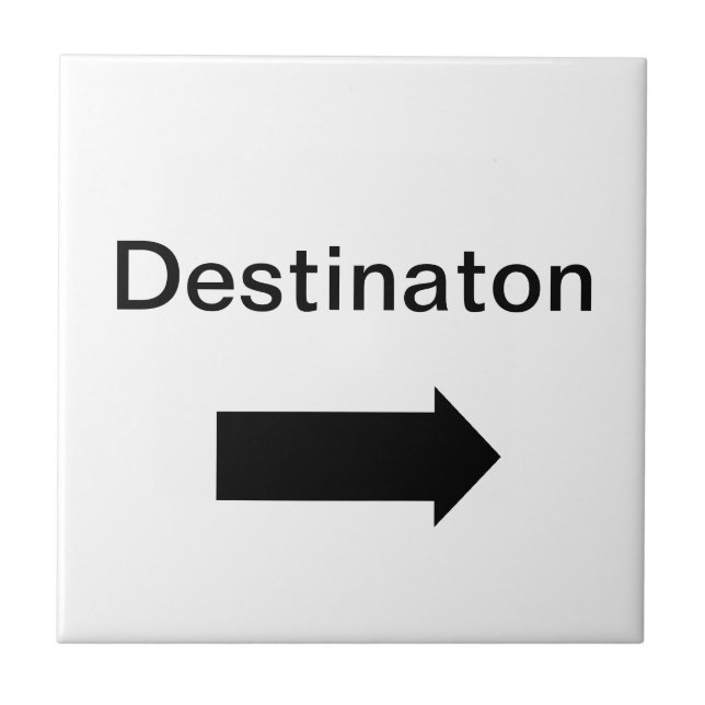 Directional arrow sign black on white tile (Front)