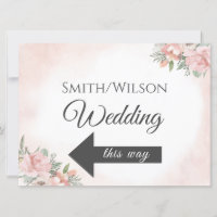 Directional Arrow Sign Floral Beach Invitation