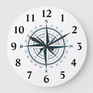 Directional Star Compass with Degrees Large Clock