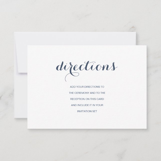 Directions | Dusty Navy Wedding Directions Card (Front)