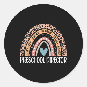 Director 100th Day Of School Principal Rainbow Classic Round Sticker