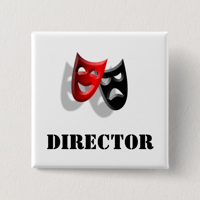 Director and Masks Badge 2 Inch Square Button (Front)