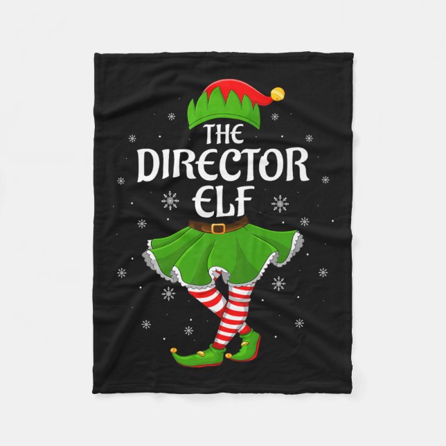 Director Elf Christmas Family Girls Women Elf Squa Fleece Blanket (Front)