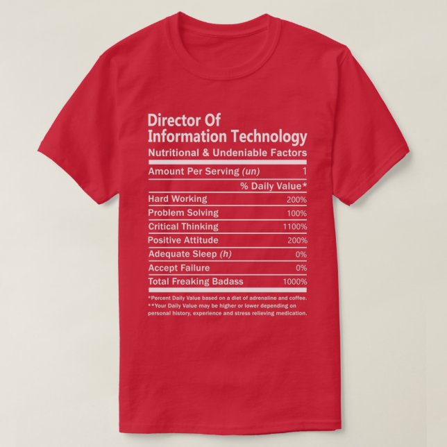 Director Of Information Technology T Shirt Nutriti (Design Front)