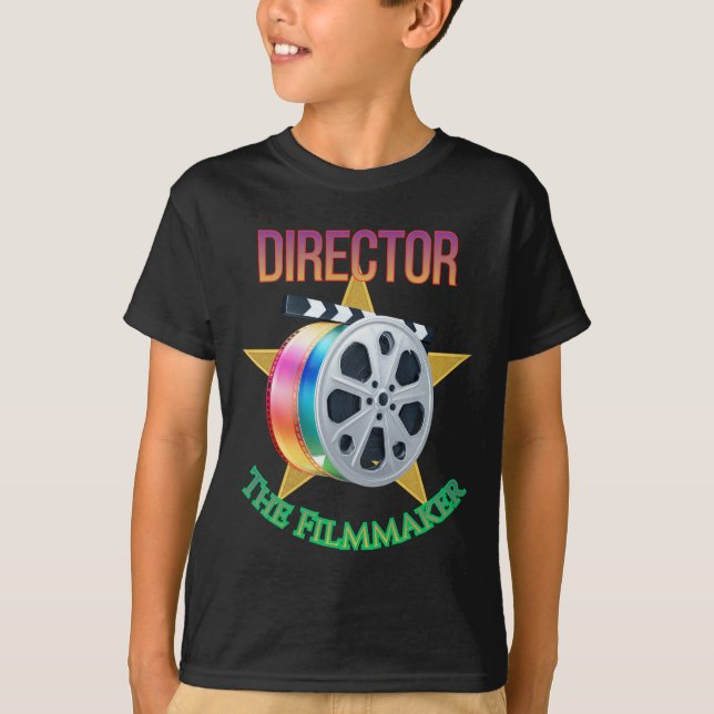Director - The Filmmaker Boy's Dark T-Shirt  (Devant)