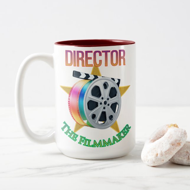 Director - The Filmmaker Two-Tone Mug (Avec donut)