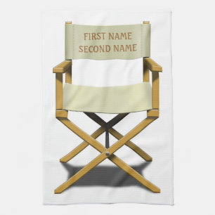 Directors chair design with your choice of name kitchen towel