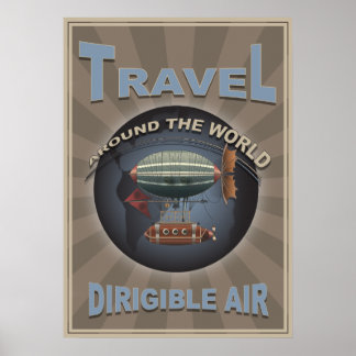 Dirigible Air Vintage World Travel Poster