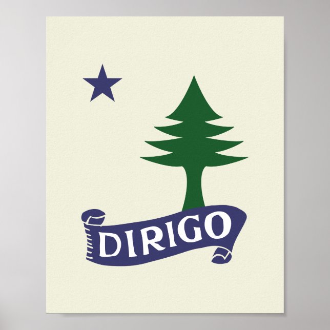 Dirigo / 1901 Maine Flag Framable Art Poster (Front)