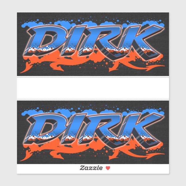Dirk First Name Graffiti Sticker (Sheet)