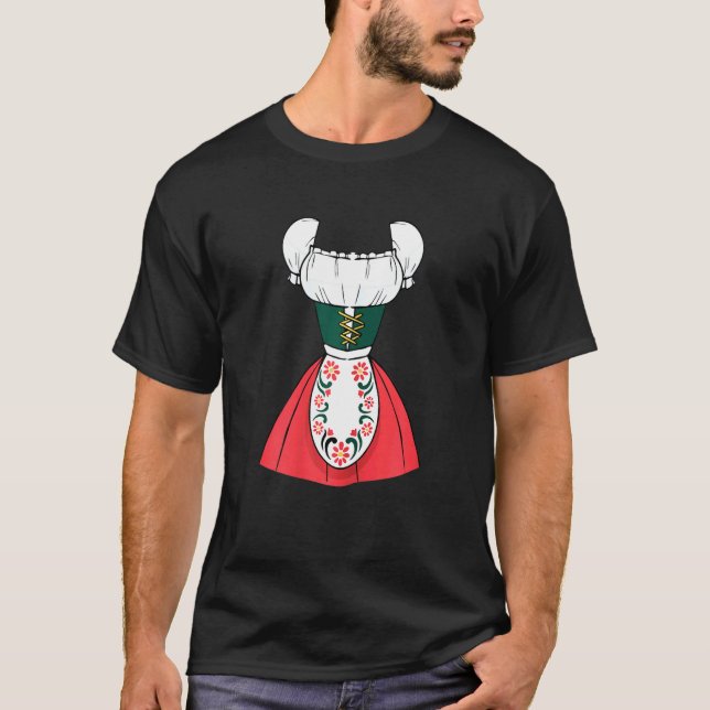 Dirndl Oktoberfest Costume Halloween Pretzel  T-Shirt (Front)