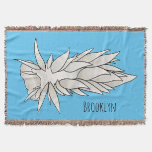 Dirona albolineata nudibranch cartoon illustration throw blanket