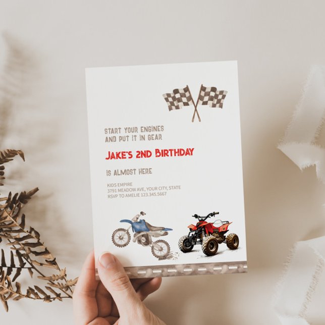 Dirt ATV Bike Dual Theme Birthday Invitation (Creator Uploaded)