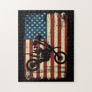 Dirt Bike American Flag 4th Jigsaw Puzzle