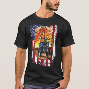 Dirt Bike American Flag Biker Motorcycle Usa 4th O T-Shirt