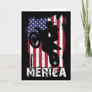Dirt Bike American Flag Merica Motocross 4th Of Ju Card