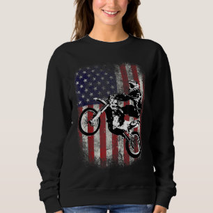 Dirt Bike American Flag Motocross Biker 4th of Jul Sweatshirt