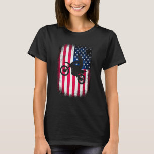 Dirt Bike American Flag Motocross Biker 4th of Jul T-Shirt
