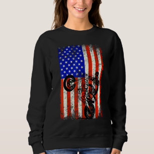 Dirt Bike American Flag Motocross Biker For 4th Of Sweatshirt