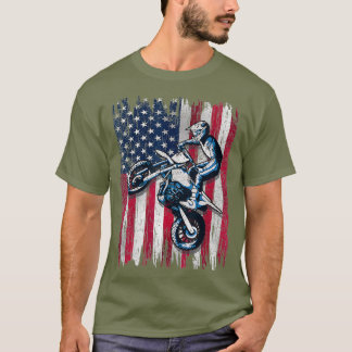 Dirt Bike American Flag Motocross Biker Gift 4th T-Shirt