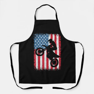 Dirt Bike American Flag Motocross Biker Men Boys V Apron