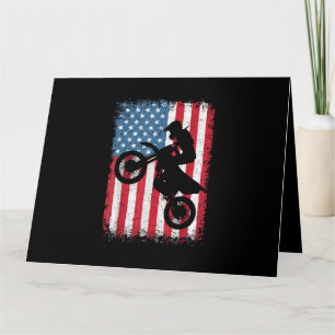 Dirt Bike American Flag Motocross Biker Men Boys V Card