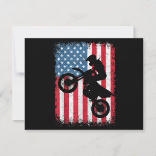 Dirt Bike American Flag Motocross Biker Men Boys V Holiday Card