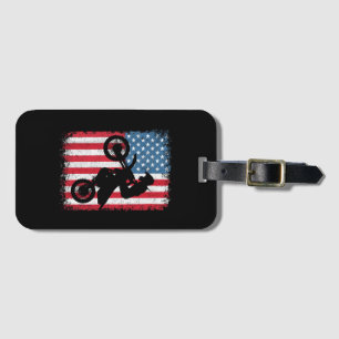 Dirt Bike American Flag Motocross Biker Men Boys V Luggage Tag
