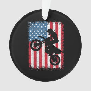 Dirt Bike American Flag Motocross Biker Men Boys V Ornament