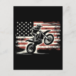 Dirt Bike American Flag Motocross Biker Vintage US Enclosure Card