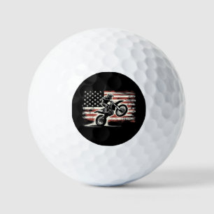 Dirt Bike American Flag Motocross Biker Vintage US Golf Balls