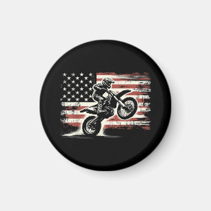 Dirt Bike American Flag Motocross Biker Vintage US Magnet