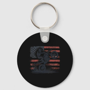 Dirt Bike American Flag Motocross Keychain
