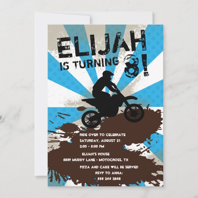 Dirt Bike Anniversaire Fête Invitation (Devant)