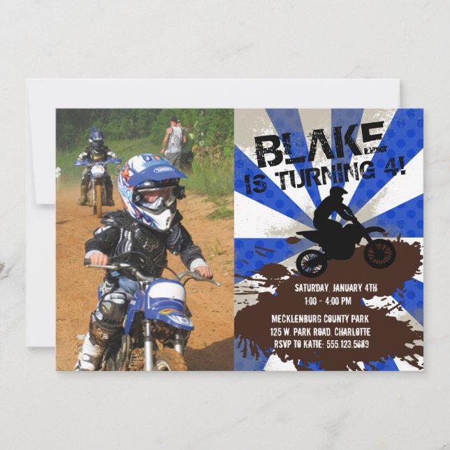 Dirt Bike Birthday Invitation (Front)