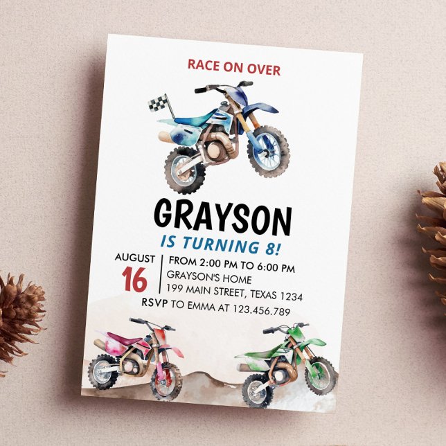 Dirt Bike Birthday Invitation Racing Motorbike (Creator Uploaded)