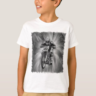 Dirt Bike Blasting Thru Black/White T-Shirt