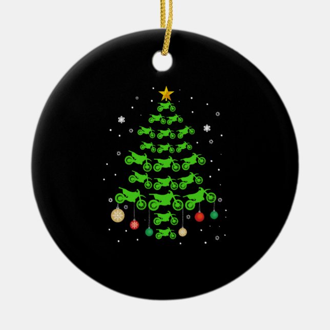 Dirt Bike Christmas Tree Funny Xmas Gift For Motoc Ceramic Ornament (Front)