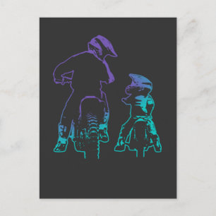 Dirt Bike Dad and Son Motocross Biking Postcard