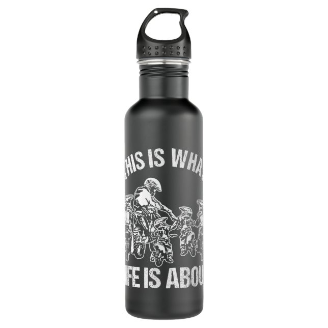 Dirt Bike Dad Motocross Father Motorcycle Son Kids 710 Ml Water Bottle (Front)