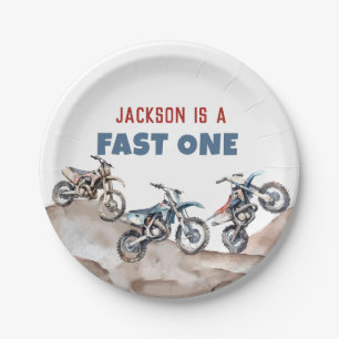 Dirt Bike Fast One Birthday Party Paper Plates 